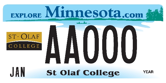Saint Olaf College License Plate Image