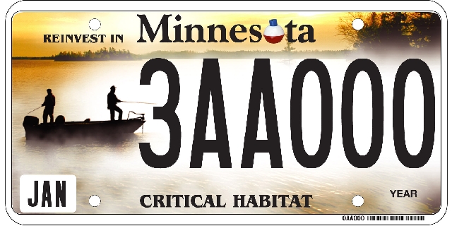 Angler Critical License Plate Image (Men in fishing boat)